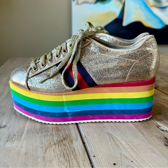 Bamboo Gold Rainbow Platform Shoes Women’s Size 7 - Picture 3 of 14